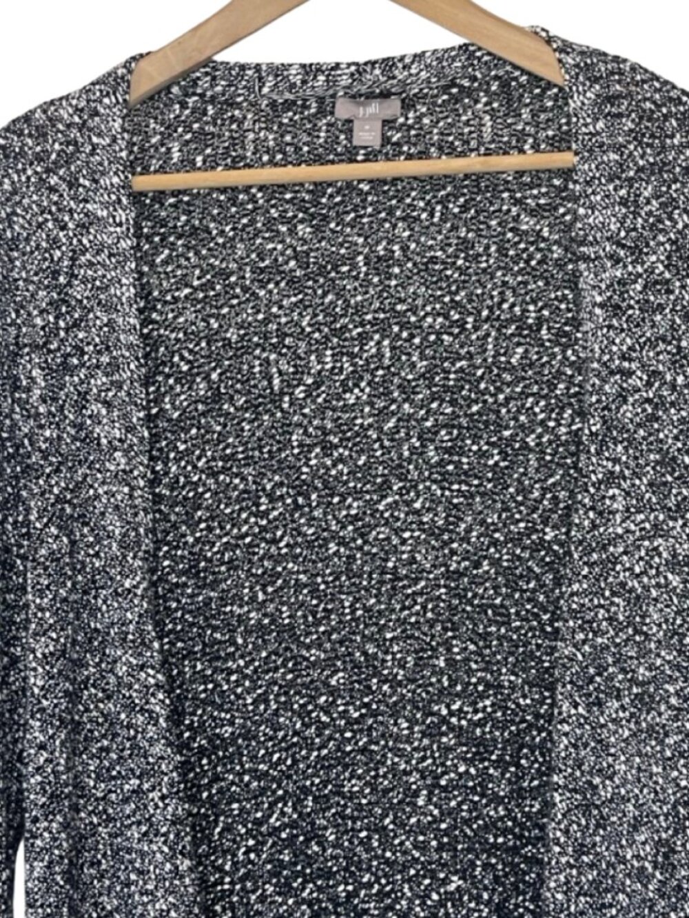 J JILL | Wearever Collection Black and White Open Front Cardigan | Size M - Picture 2 of 13